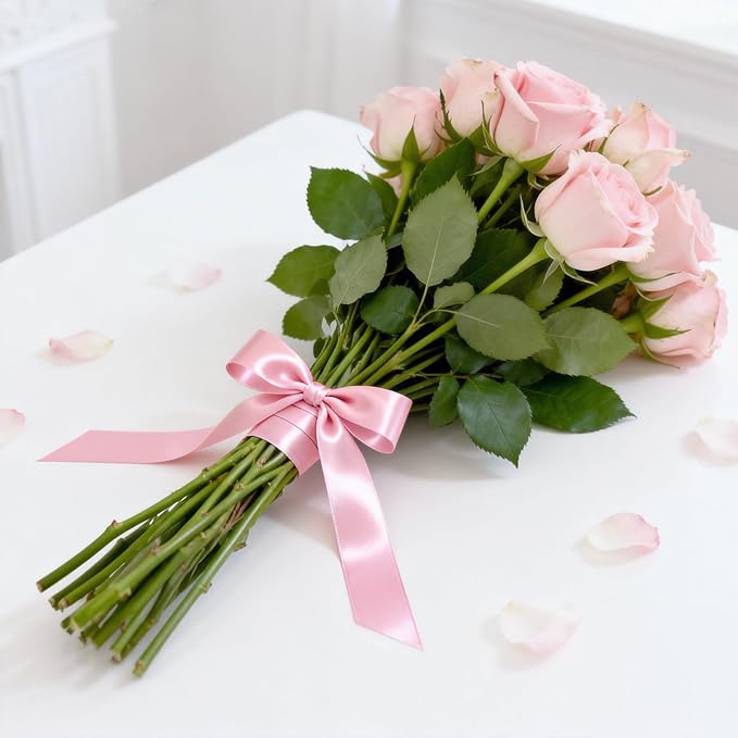 KINGLAKE Light Pink Satin Ribbon - Image 7
