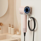 Hair Dryer Holder, Dyson Hair Dryer Holder, Blow Dryer Holder with Cord Hook SUS304 Stainless Steel Wall Mount, Self Adhesive/Screw Space Saving Hairdryer Holder for Bathroom White Ptalseaw