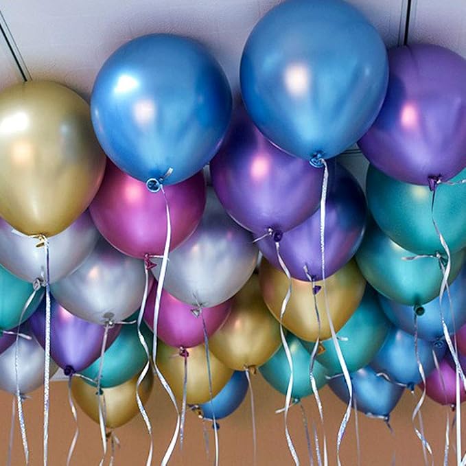 Metallic Balloons 12 inch, Colorful Chrome Shiny Party Balloons | Latex Globos - Image 7