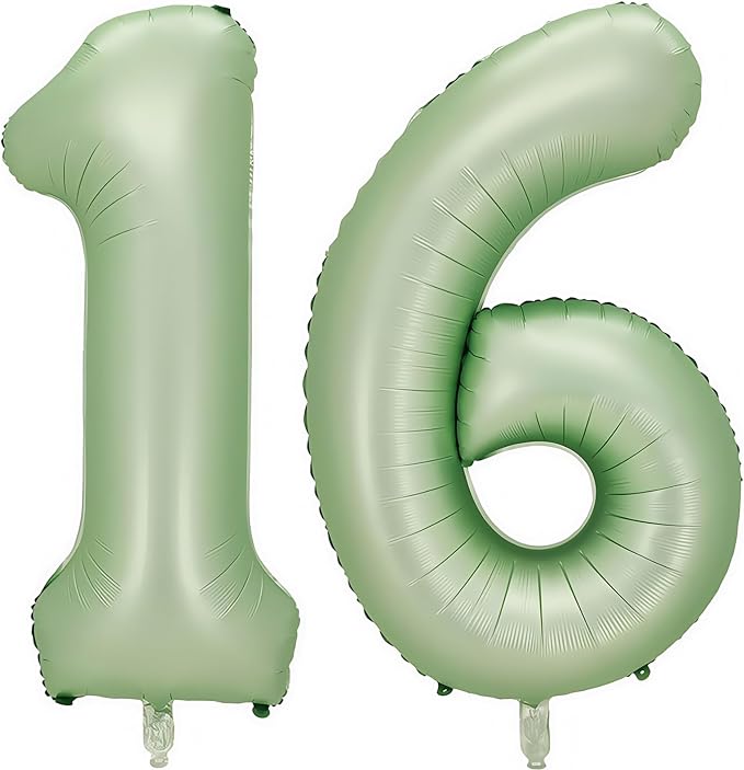 Sage Green Number 16 Balloon, 16 Balloon by BBPOOL