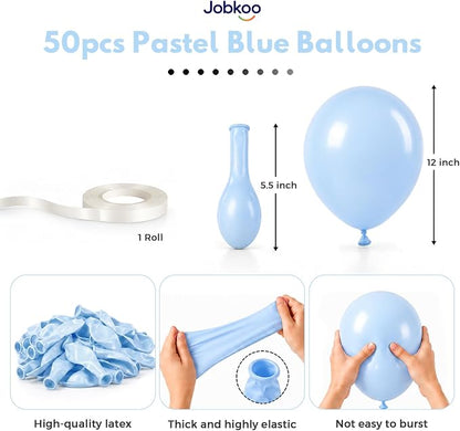 Jobkoo Pastel Blue Balloons 12 Inch - Image 2