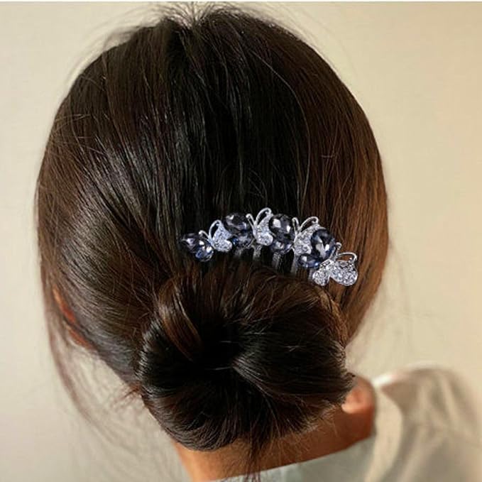 Hair Side Comb Crytal Hair Pins for Bridal, Butterfly Rhinestone Hair Clips Wedding Flower Hair Decorations Hair Tools for Brides Bridesmaids Women Ladies (4 Pack)