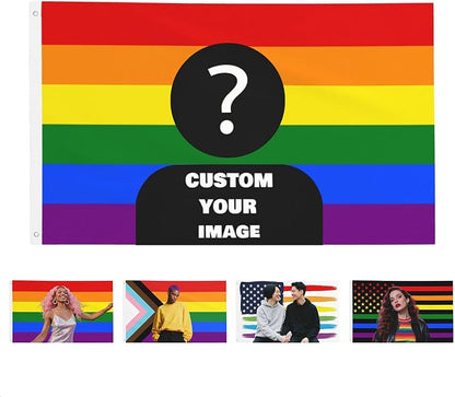 Custom Pride Flag 3x5 Ft Outdoor, Personalize Print Your Own Text/Photo/Logo by Nxwdwqa