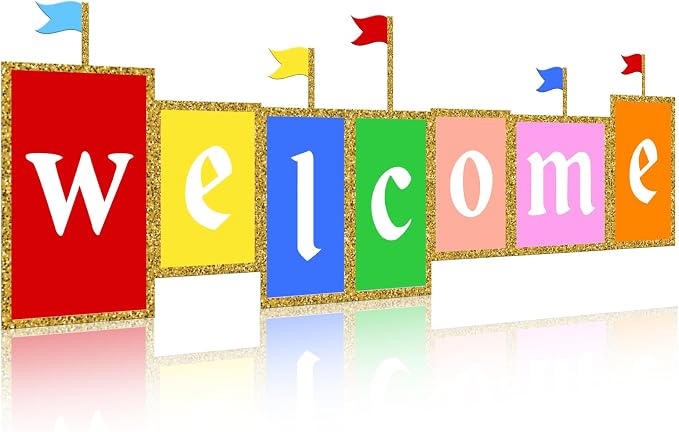 Gueevin 3.3 ft Back to School Welcome Banner Classroom Castle Welcome Sign by Gueevin