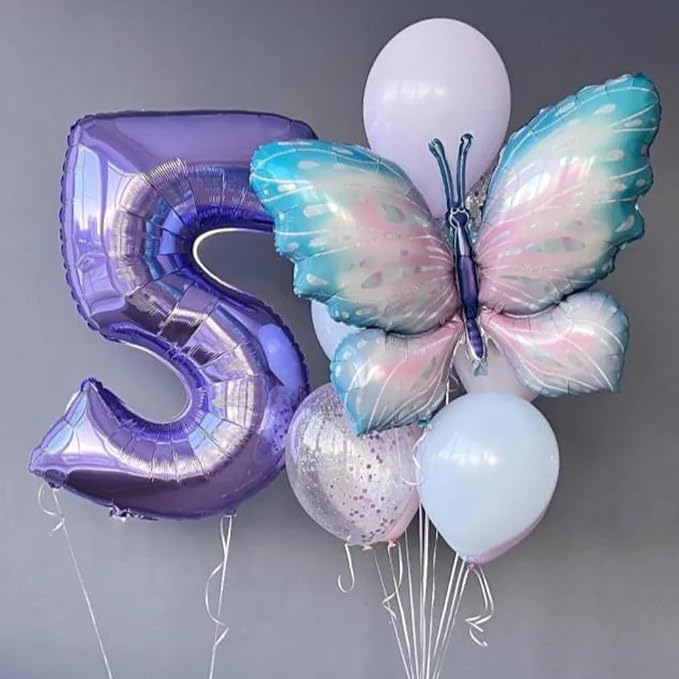 Butterfly Balloons 4 Pieces for Butterfly Themed Party Decoration | 40inch Blue - Image 6