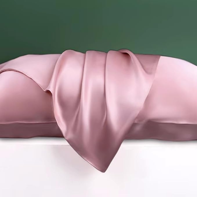 Premium Natural Mulberry Silk Pillowcase for Sleeping Women Made in USA, 22 Momme Pure Silk Pillow Cases with Zipper Standard Size, Oeko-TEX Certified, 1 Pc 20"x26" (Standard, Dusty Rose)