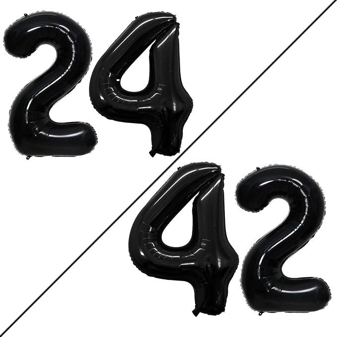 Number 24 Balloons for 24th Birthday Party Decorations, 42 Inch Jumbo Foil by GOER