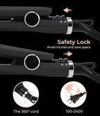 PRITECH Flat Iron Hair Straightener, Titanium Flat Iron with Adjustable Temp(290°F-450°F), 1 inch Plate for All Hairstyles Anti-Scald Dual Voltage Straightening and Curler 2 in 1 (Black)