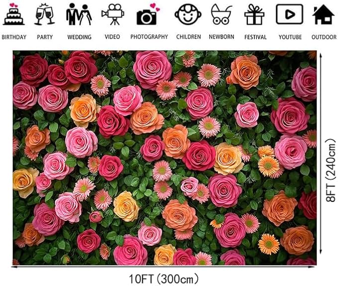 Floral Backdrop for Photography Mother's Day Backdrop Wedding Backdrops Spring - Image 6
