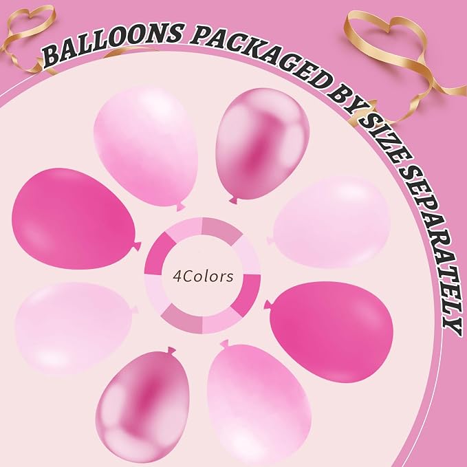 412Pcs Pink Balloon Garland Arch Kit, 18 12 10 5 Inch Hot Pink Balloons - Image 4
