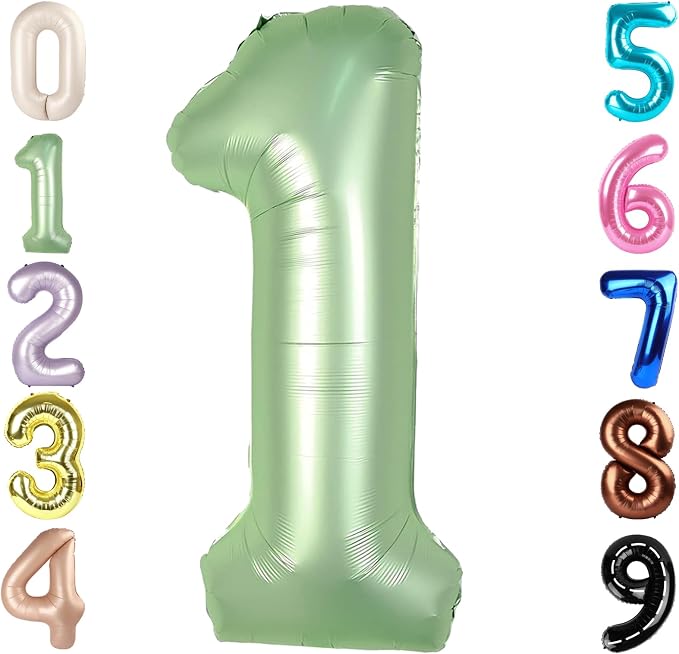 1 Balloon Number 40 Inch Olive Green Balloons by Mluchee