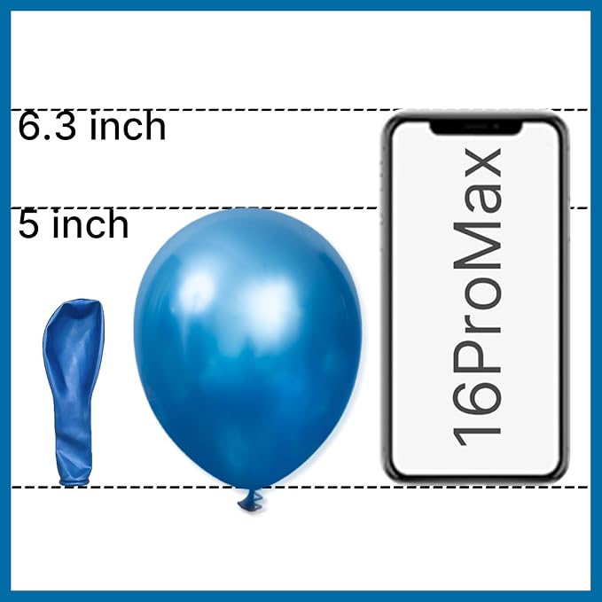 PartyWoo Blue Balloons 100pcs Metallic Blue Chrome Color 5 Inch | Balloons - Image 2