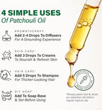 KUKKA Patchouli Essential Oils - 4 Fl Oz - for Hair, Skin, Diffuser, Aromatherapy & DIY Soap Making Scent