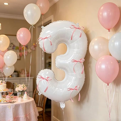 32 Inch White Number Foil Balloon - Image 2