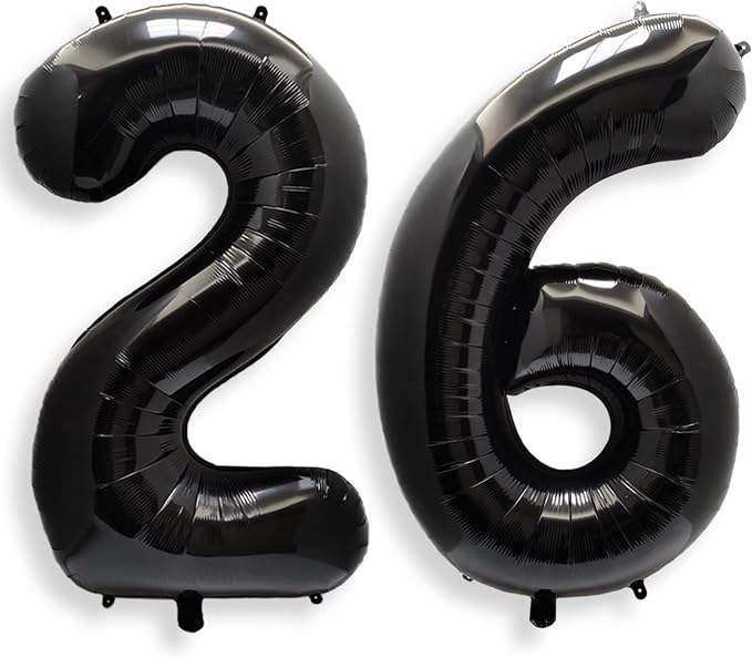 AULE 40 Inch Black Number Balloon 26 Foil 0-9 Birthday Big Numbers | Birthday by AULE