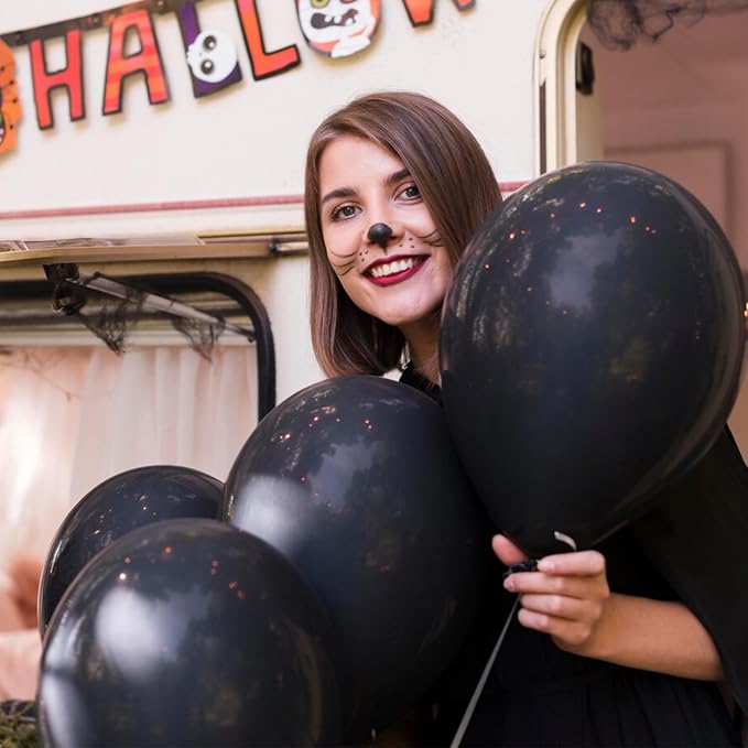 Black Balloons Party Decorations 30 Pack 18 inch Round Halloween Latex Balloons - Image 7