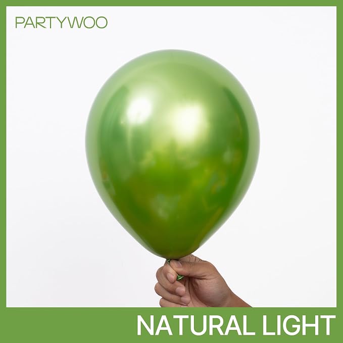 PartyWoo Metallic Green Balloons 50pcs Latex Helium Balloons 12 Inch | - Image 2