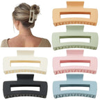 4 Inch Big Hair Claw Clips 6 Pcs Large Claw for Thick Hair Square Hair Clips for Women Rectangle Hair Clips Nonslip Acrylic Banana Jaw Clips Hair Accessories for Girls (Light)