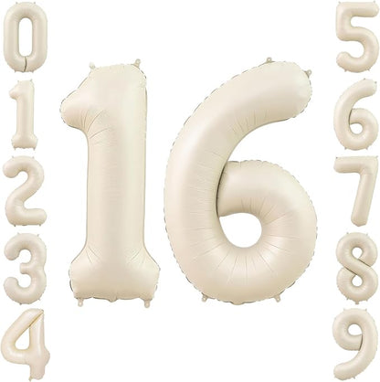 40" Beige Foil Number 16 Balloon by TNCDJKPA