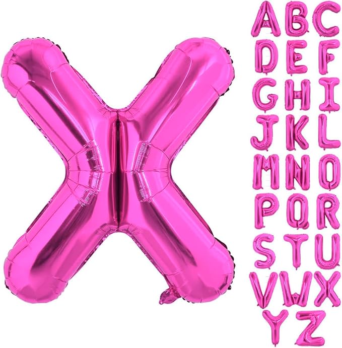 Hot Pink Letter X Balloons, X Letter Balloon 40 Inch Foil X Balloon | Hot Pink by BBPOOL