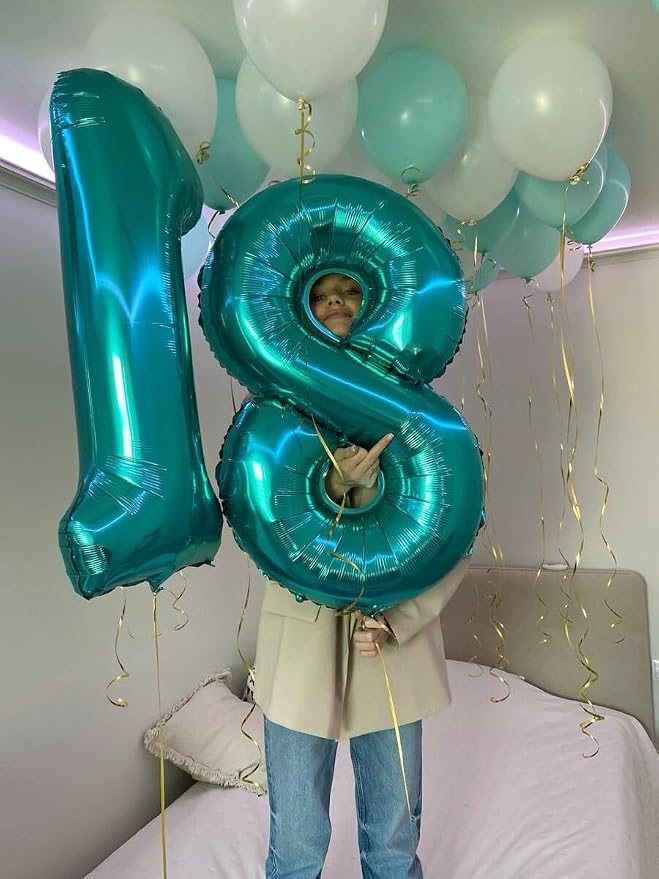 Teal Blue Number 1 Balloon 40 inch, Number 1 Birthday Balloons - Image 6