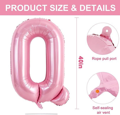 TONIFUL 40 Inch Large Pink Letter Q Balloons Giant Foil Mylar Alphabet Balloon - Image 2