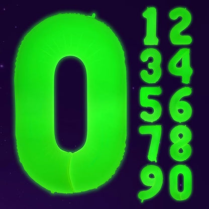 Mega-L Glow in The Dark Party Supplies, 40 Inch Yellow Number 0 Balloon | Glow by Mega-Loopolis