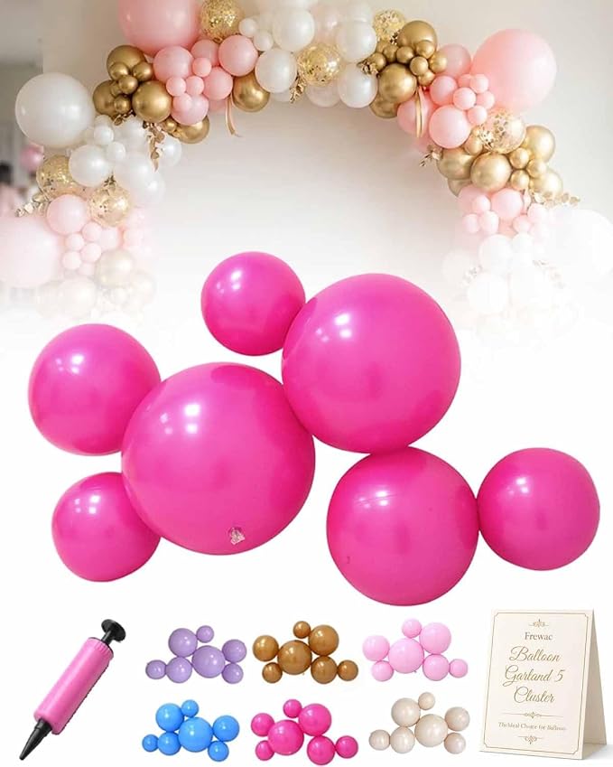 Reusable Balloon Garland 5 Cluster Inflatable Latex Free PVC Clusters Arch Kit by Frewac