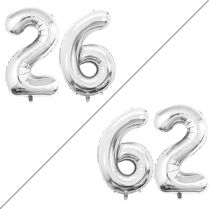 Number 26 Balloons for 26th Birthday Party Decorations, 42 Inch Jumbo Foil by GOER