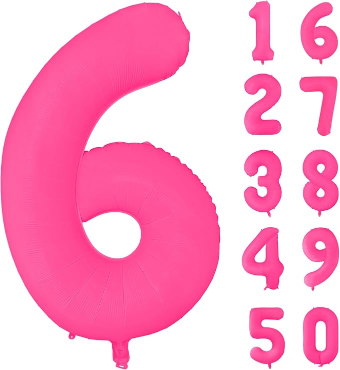 Fluorescent Rose Red Number Balloon 40 inch Giant Foil Helium Balloons Pink by Yeodong