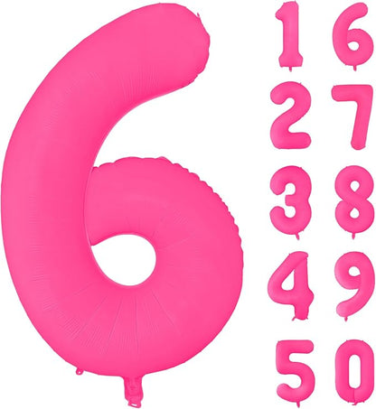 Fluorescent Rose Red Number Balloon 40 inch Giant Foil Helium Balloons Pink by Yeodong