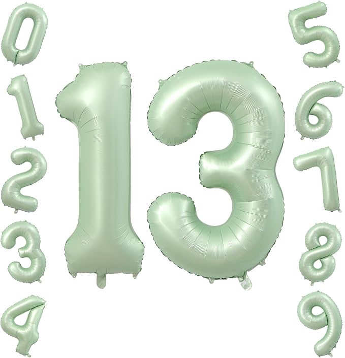 40 Inch Balloon Number 13 Olive Green Large Foil Number Balloons Set 0-20 | by TNCDJKPA