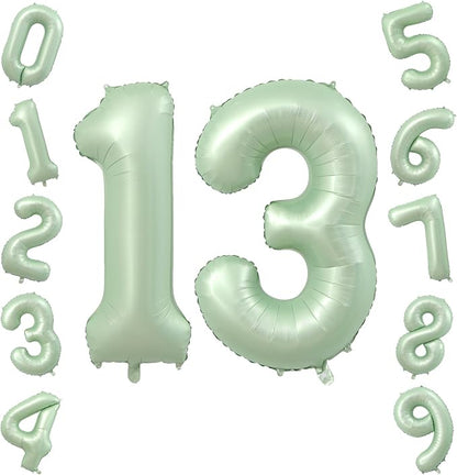 40 Inch Balloon Number 13 Olive Green Large Foil Number Balloons Set 0-20 | by TNCDJKPA