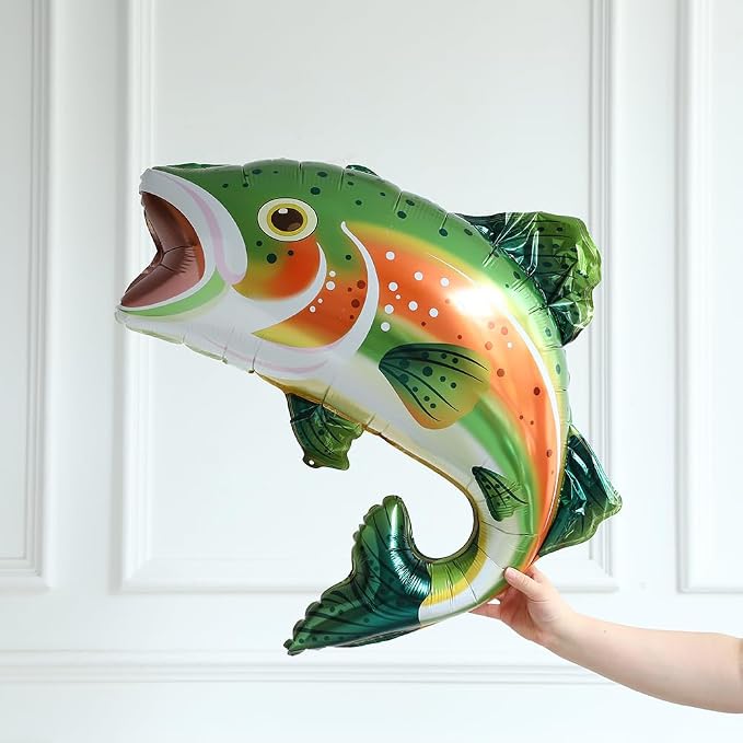 Rainbow Trout Fish Balloons for O-fishally One Fishing Themed Party Decor | - Image 3