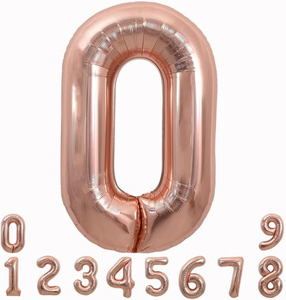 TONIFUL 40 Inch Rose Gold Large Numbers Balloons 0-9, Number 0 Digital 0 Helium by TONIFUL