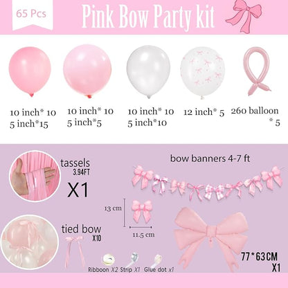 Pink White Bow Birthday Decorations - Image 6