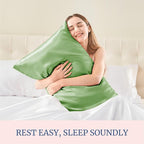 BEDELITE Satin Pillowcase for Hair and Skin, Super Soft Similar to Silk Pillow Cases 4 Pack with Envelope Closure, Cooling Pillowcases for Women Men (20"x26" Standard Size, Sage Green)