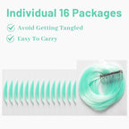 16 Pcs Mint Green Hair Extensions Curly Wavy Clip in Synthetic Hair Extensions,Colorful Party Highlights Hairpiece Streak for Girls Women Kids Cosplay Party Christmas Gift(Light Green)