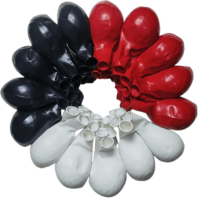 90 Pack 18 inch Red Black White Balloons 30 of each of the 3 colors Red White by ZWZLIULIAN