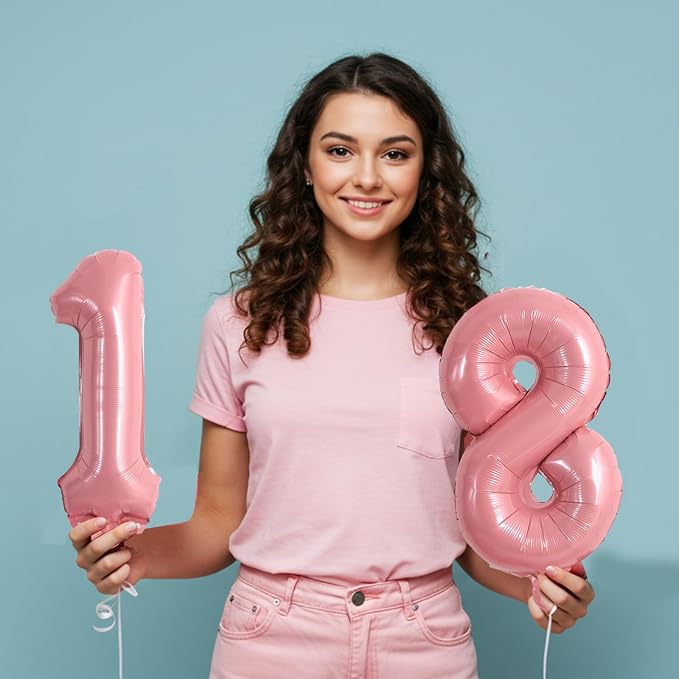 TONIFUL 16 Inch 10 Pcs Light Pink 0-9 Birthday Number Balloons | Small Custom - Image 5