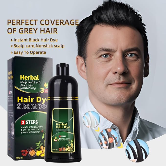 Wine Red Hair Dye Shampoo 3 in 1 Herbal Natural Dye Cover Gray, for Women/Men Hair Color for Grey Coverage (Wine Red)