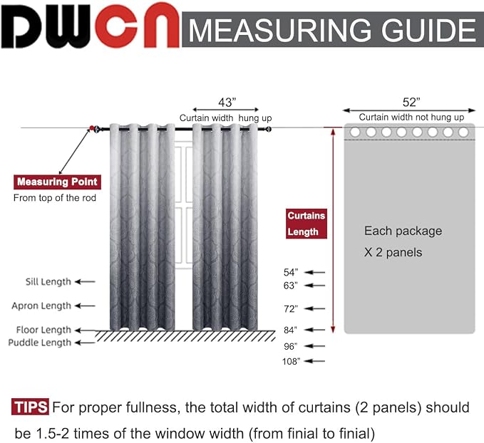 DWCN Grey Ombre Blackout Curtains - Image 7
