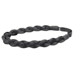DIGUAN Chubby Narrow Synthetic Hair Braided Headband Classic Chunky Plaited Braids Elastic Stretch Hairpiece Women Girl Beauty accessory, 58g (Black)