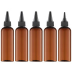 Tekson Hair Color Applicator Bottles, 5 Pack Refillable Squeeze Bottle, Empty Plastic Twist Top Cap Bottles (3.4 OZ, Amber)