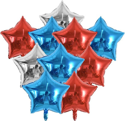 TONIFUL 24 Pcs Star Shaped Balloons 18 Inch Large Blue Silver Foil Balloons | by TONIFUL
