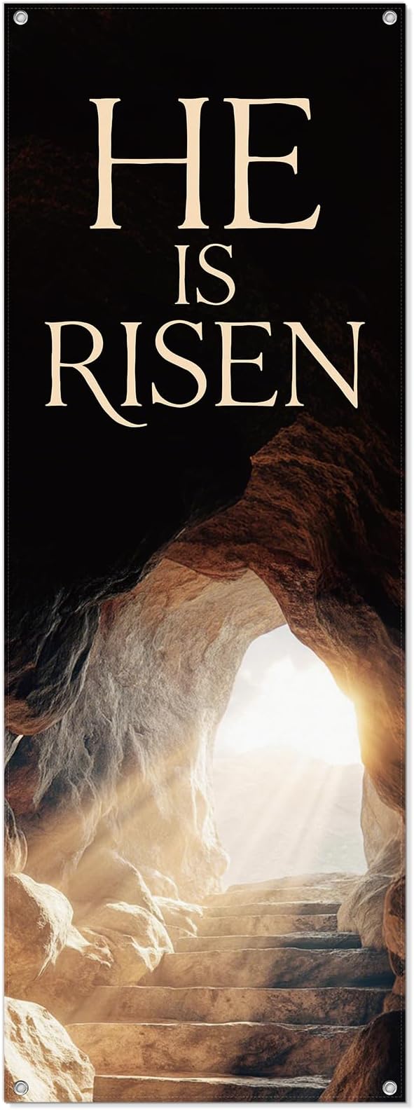 Hahafelt HE IS RISEN Banner for Church 24 x 72 Inch Easter Adjustable X-Stand by Hahafelt