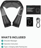 Nekteck Neck Back Massager with Heat, Cordless Shiatsu Shoulder Massager for Pain Relief Deep Tissue, Electric 3D Kneading Massage Pillow for Body Muscle, Gifts for Men Women Dad Mom
