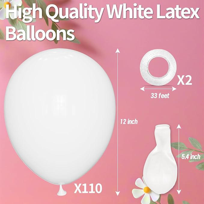 White Balloon 110pcs, 12 Inch Thickened Round Helium Balloons - Image 7