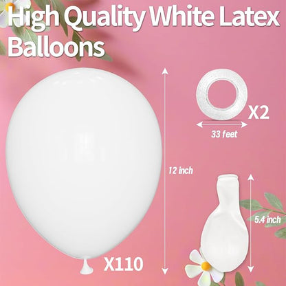 White Balloon 110pcs, 12 Inch Thickened Round Helium Balloons - Image 7