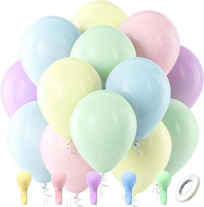 Bezente Pastel Latex Party Balloons 100 Pack 12 inch | Multicolor Macaron by Bezente